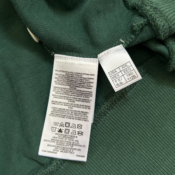 Brooks Brothers Rugby Shirt Mens XXL Green Embroidered Kangaroo Pocket Preppy - Picture 10 of 15